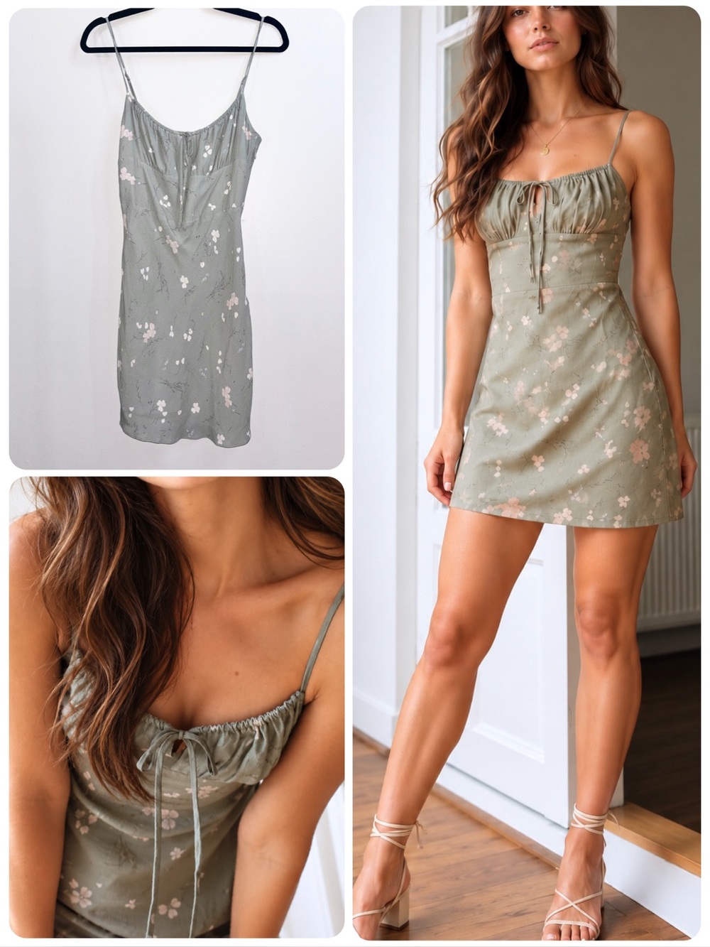 Aritzia Wilfred Bellow Mini Dress Floral Sage Frost Heirloom Pink Size 4